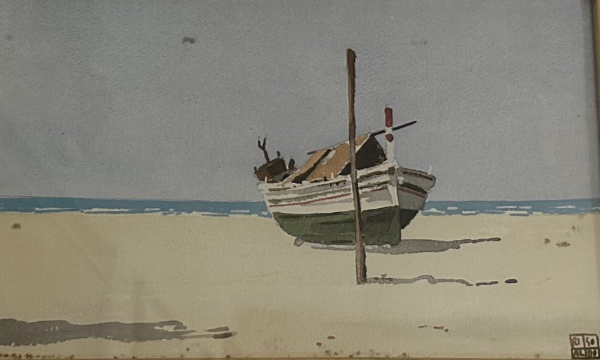 ALDO RISO -BARCA IN RIVA