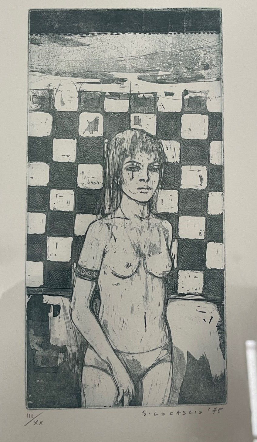 MUJER CON TABLERO DE AJEDREZ - P. A
