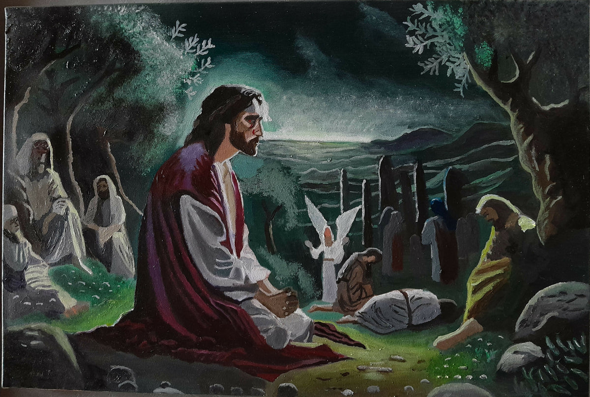 Gesù nell’orto degli ulivi di Giuseppe Martino, olio su tela