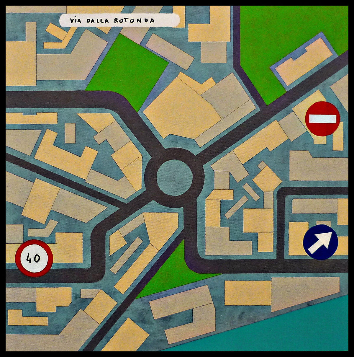 Via dalla rotonda di Roberto Lucato, acrilico
