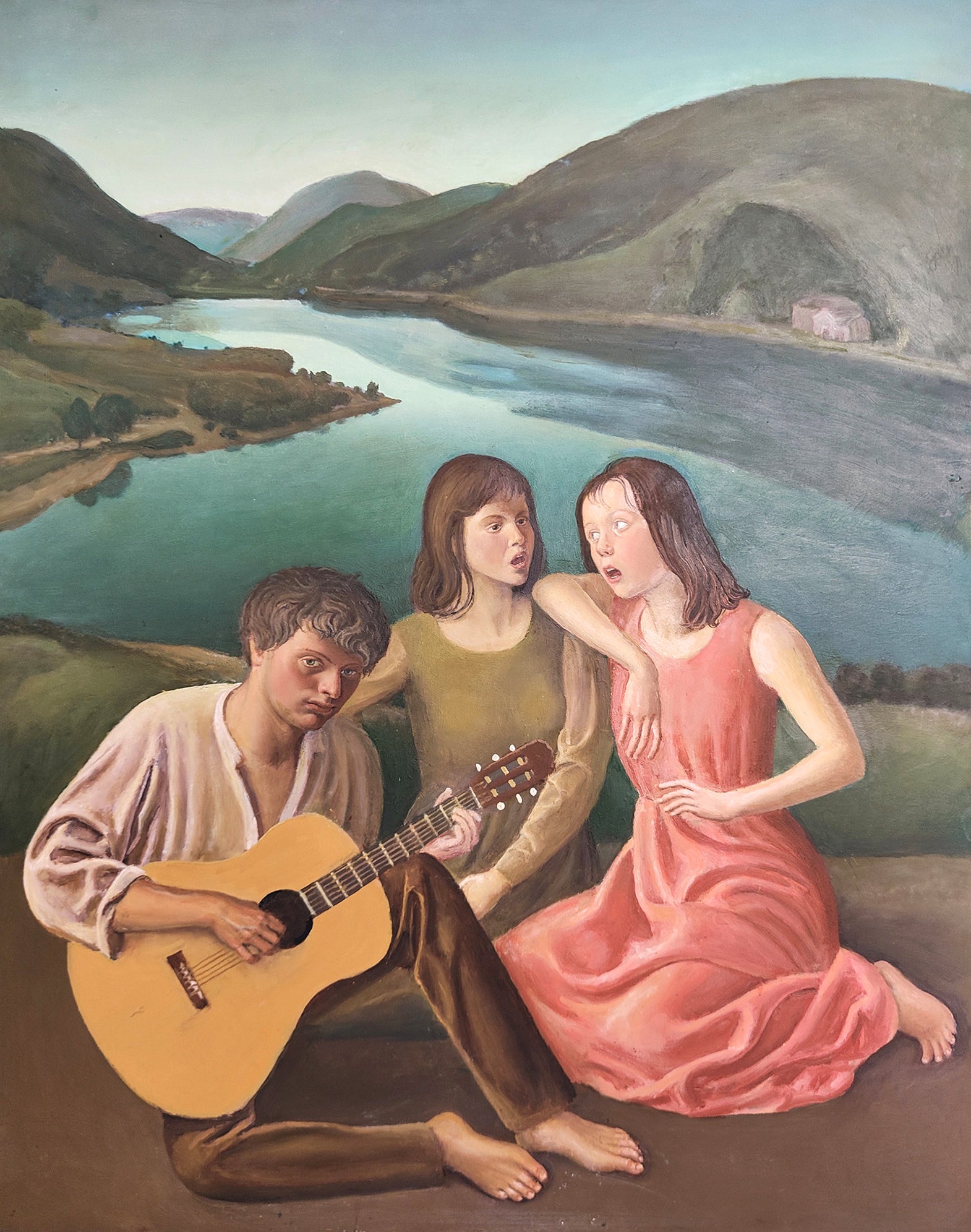 Cesarino Vincenzi - Ragazzi sul lago con chitarra