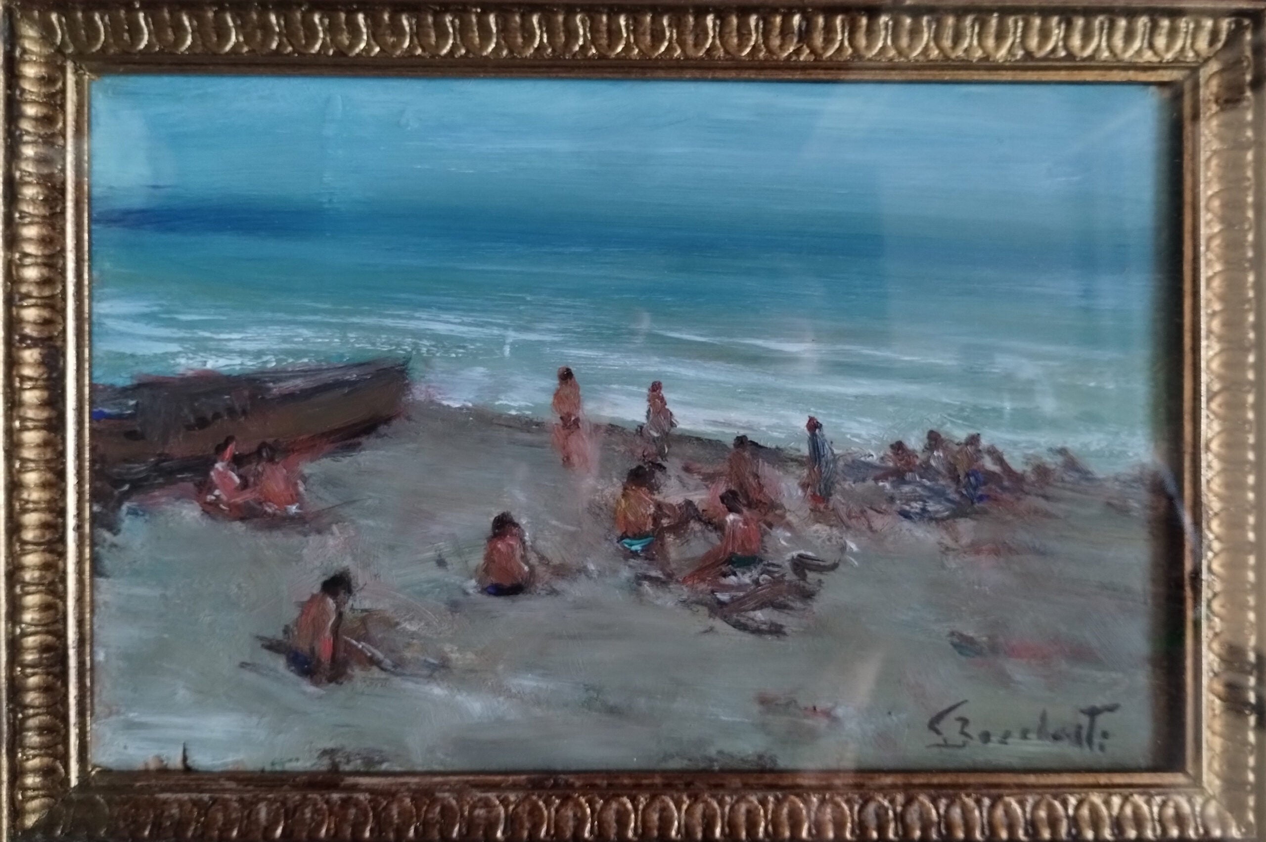 Gaetano Bocchetti - Senza titolo (Veduta di spiaggia con bagnanti)