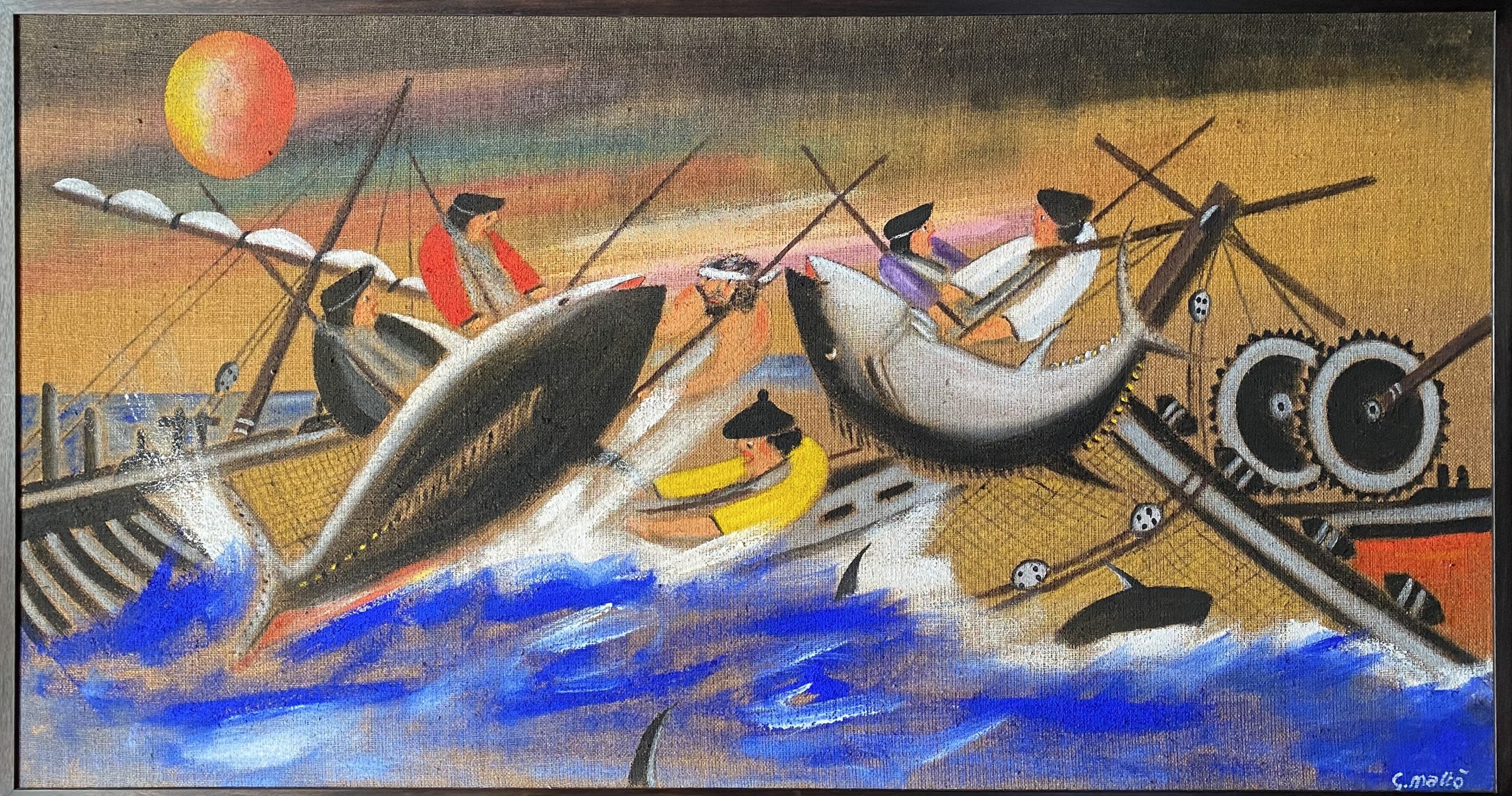 Gianni Mattò - Senza titolo (scena di pesca)
