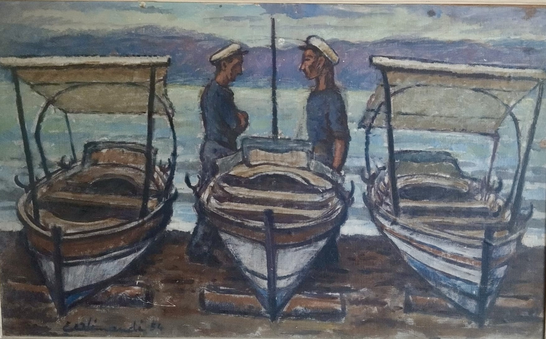 Barche - olio su tela - Enrico Alimandi