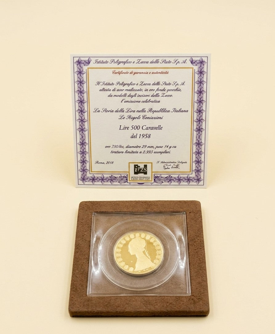 Moneta - 500 lire Caravelle oro 1958- IPZS
