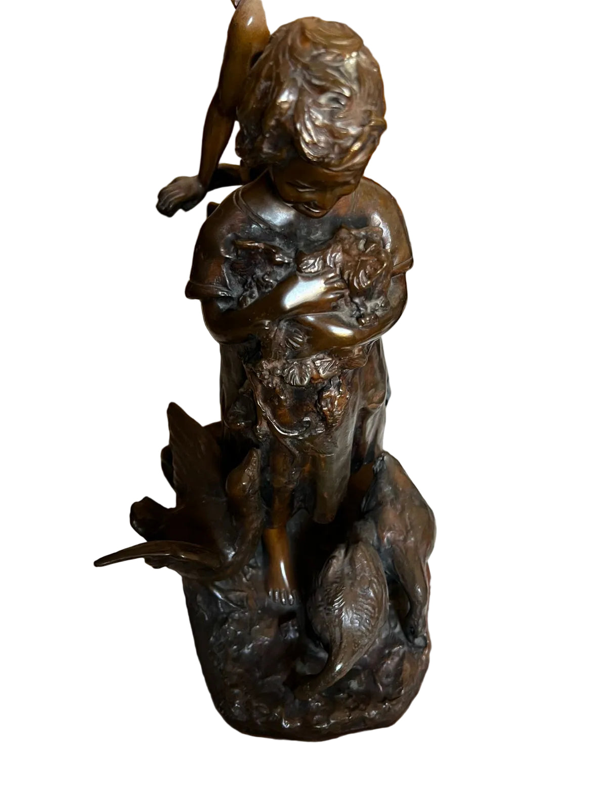 Fanciulla con oche e uva- scultura in bronzo - Giovanni De Martino