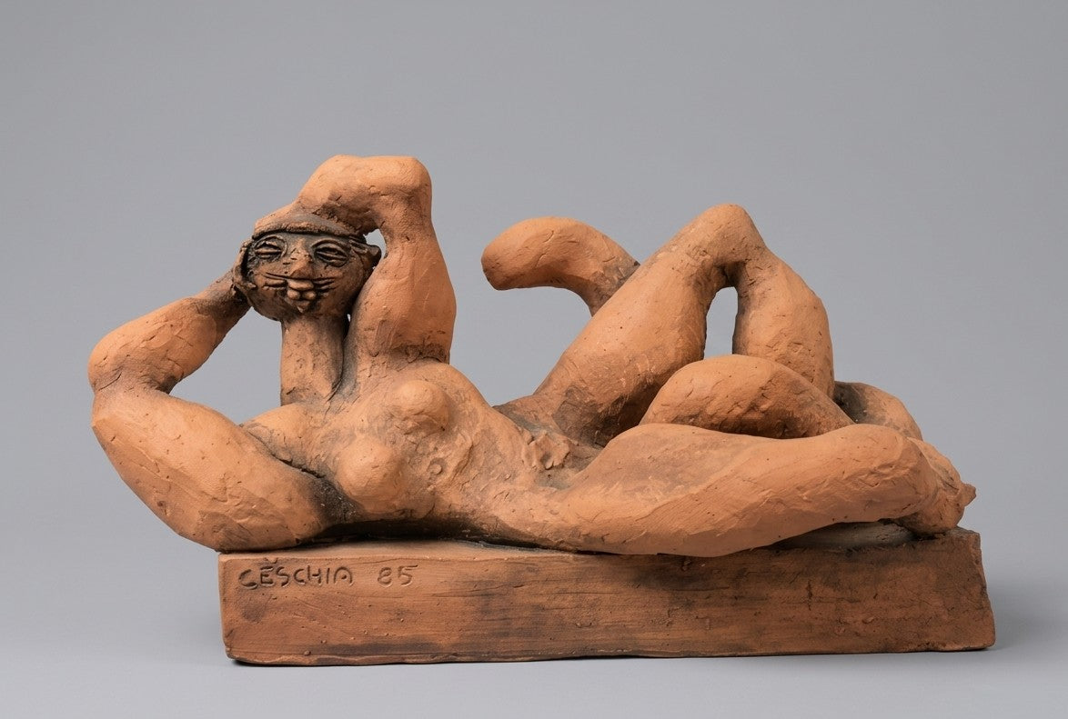 La gatta - scultura in terracotta - Ceschia