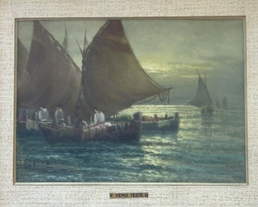 Remo Testa - Senza titolo (Marina) - Olio su tela