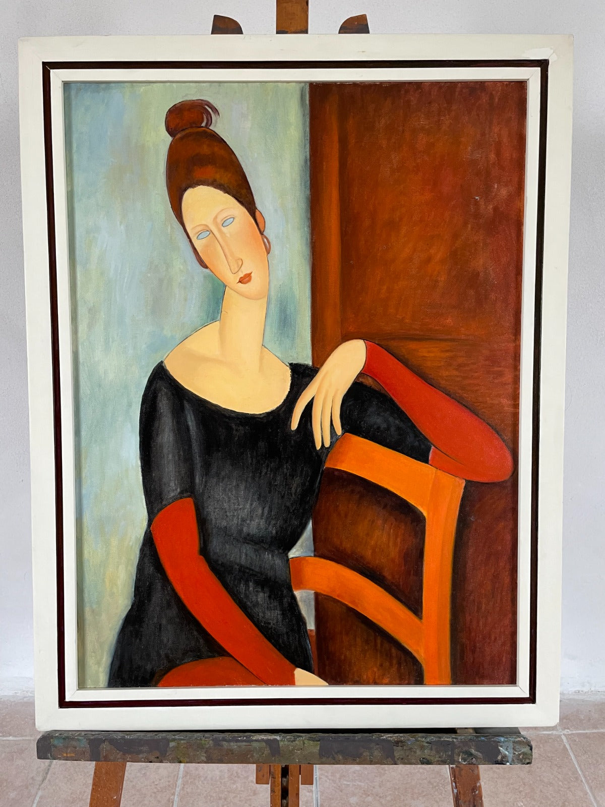 Retrato de "Jeanne Hebuterne" copia de A. Modigliani