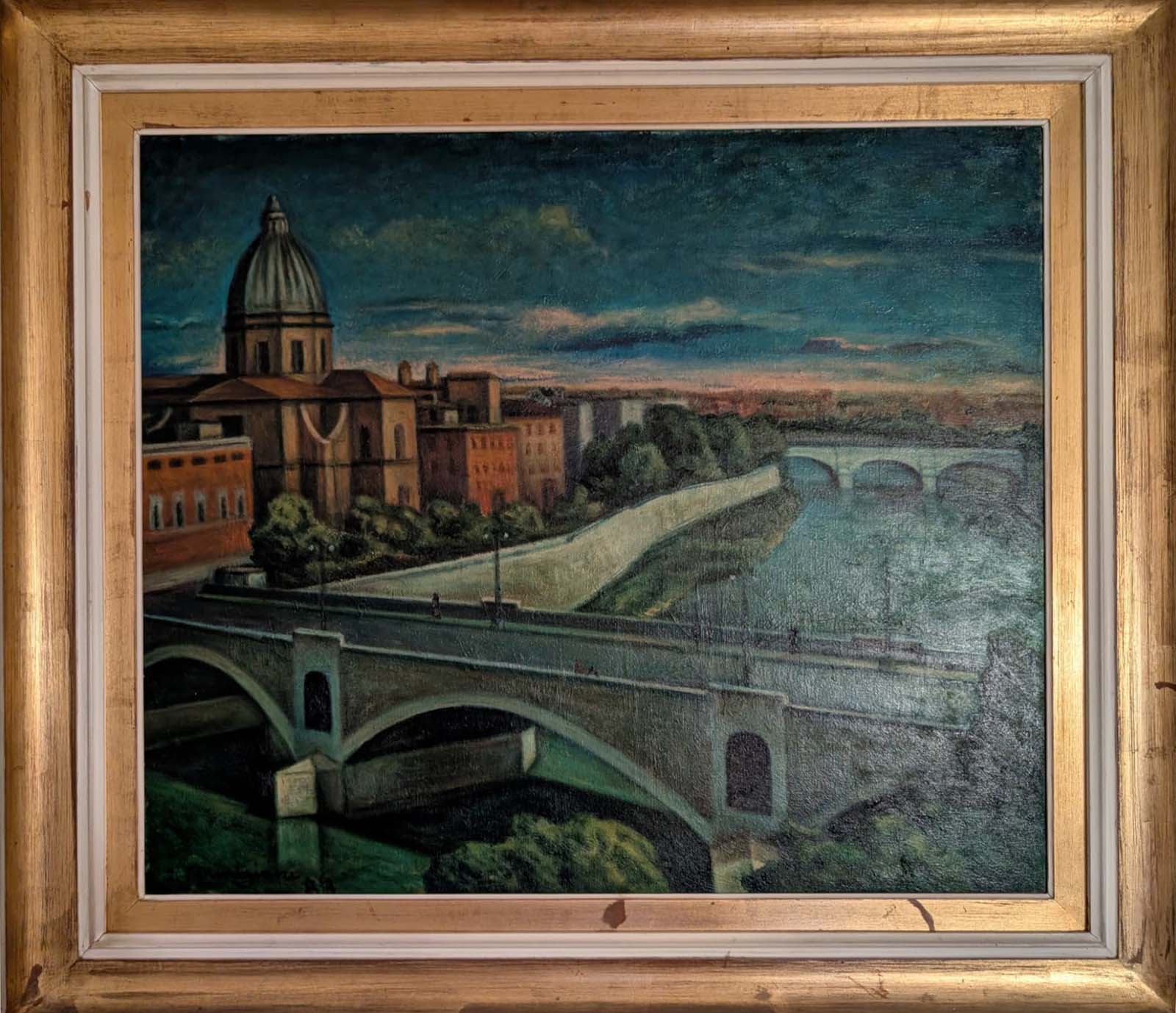 Senza titolo (scorcio paesaggistico di Roma) - Olio su tela - Sante Parmigiani