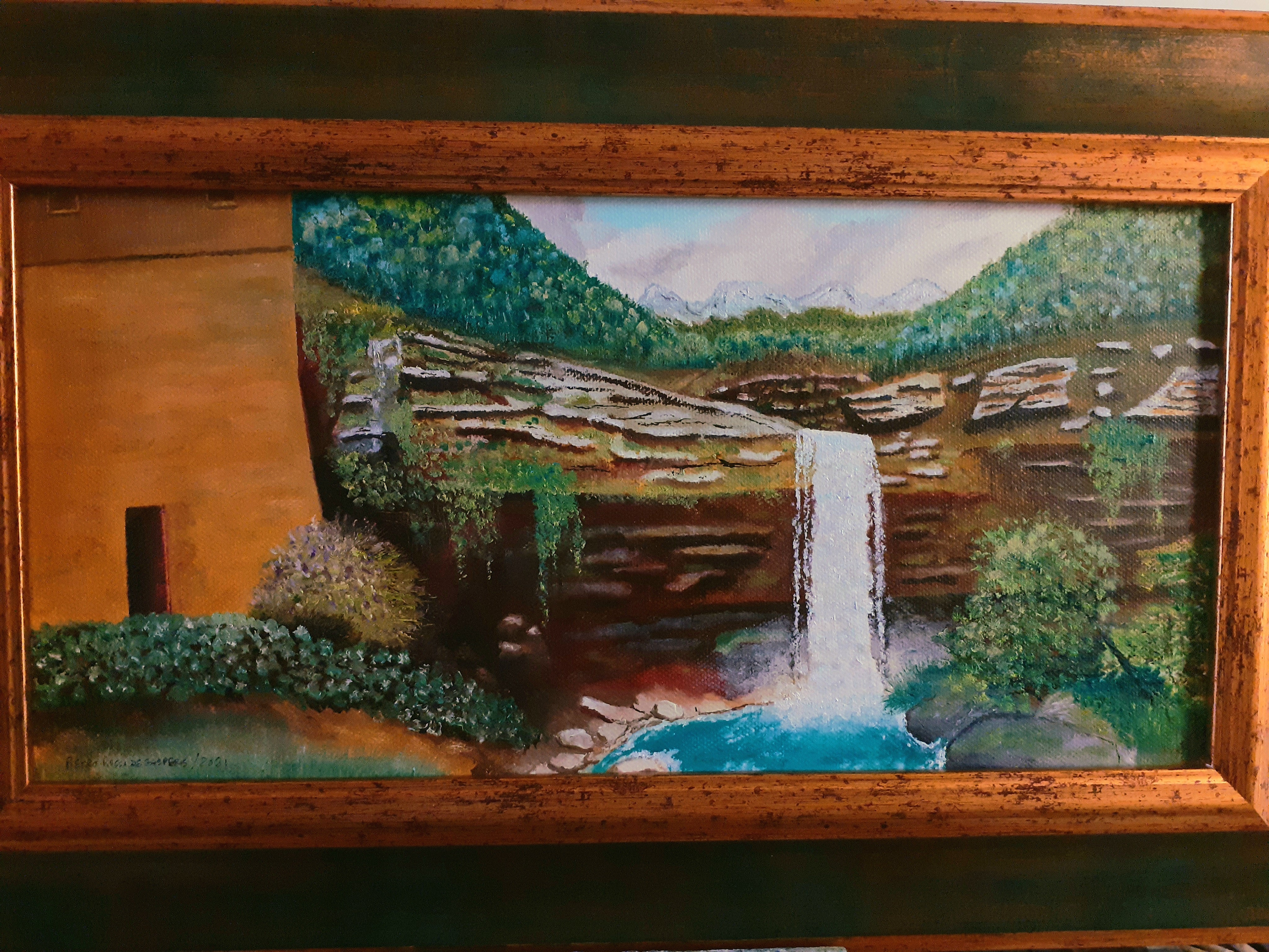 Estudio sobre Gustave Courbet (Cascade de la Pissouse) 40x20