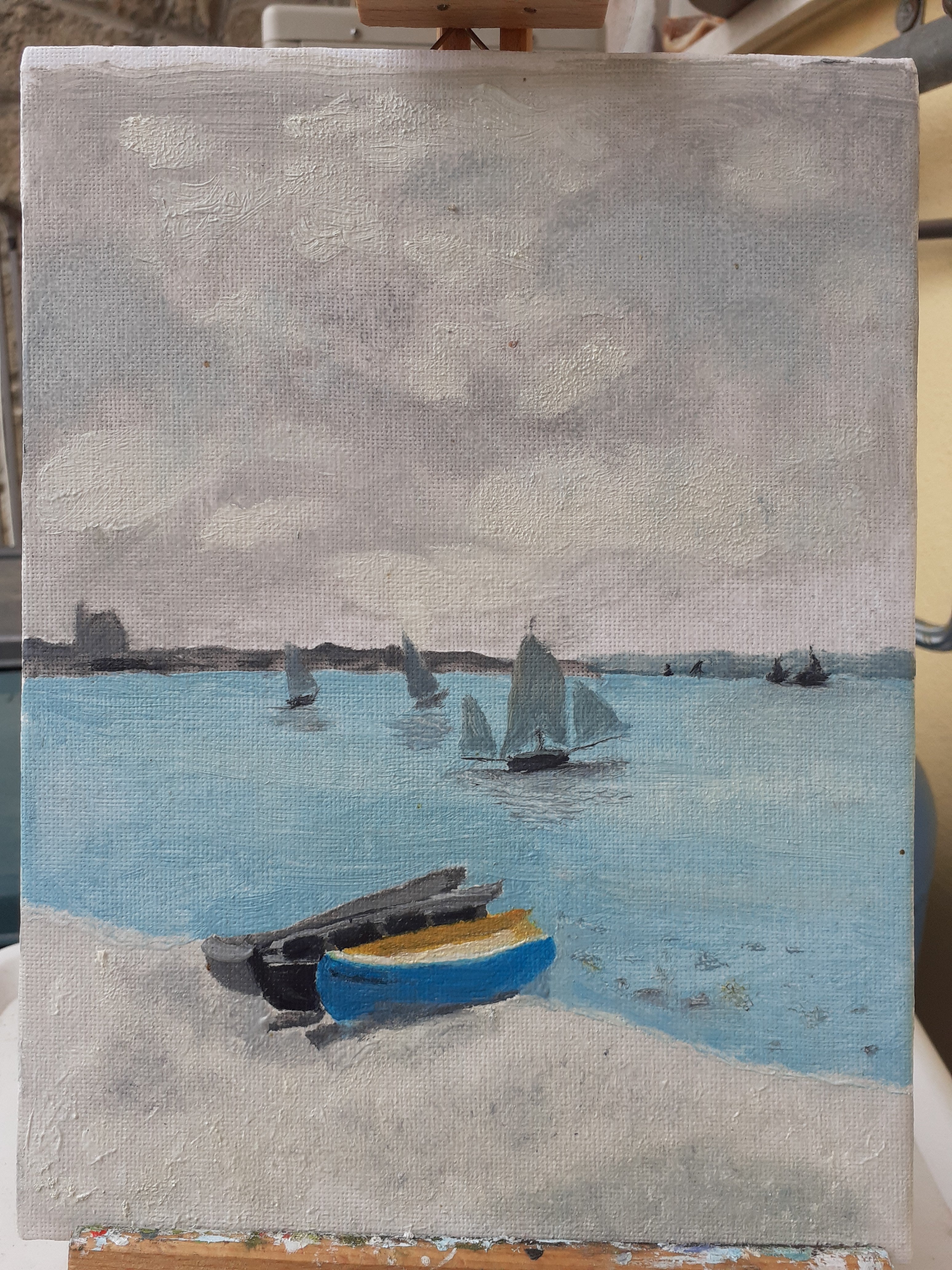 Estudio de detalle (Playa de Sainte Adresse (1867)) Monet - óleo sobre lienzo - 18x24