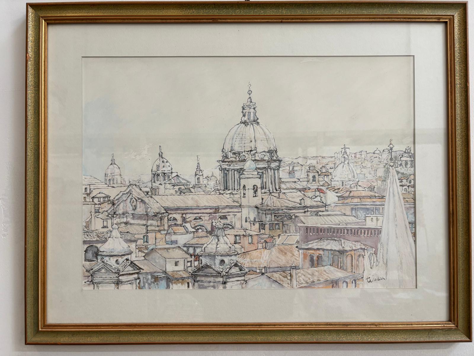Tetti di Roma e cupole visti dalla casina Valadier (Belvedere)