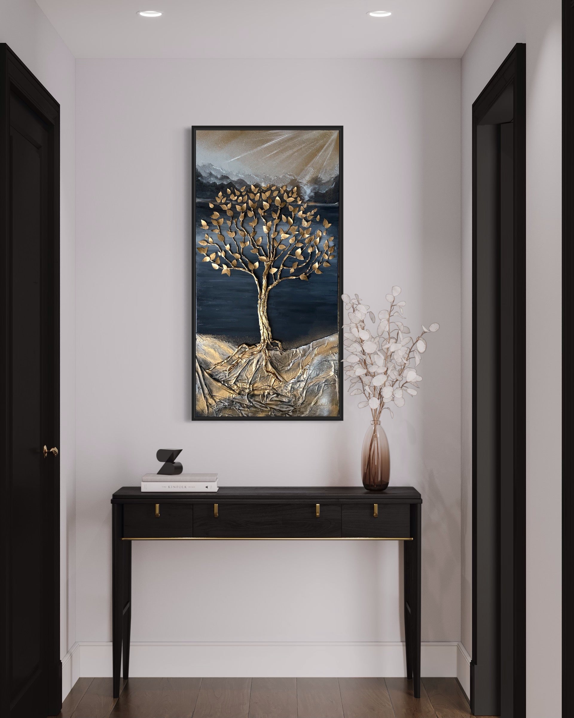 Golden Tree. Texture Painting