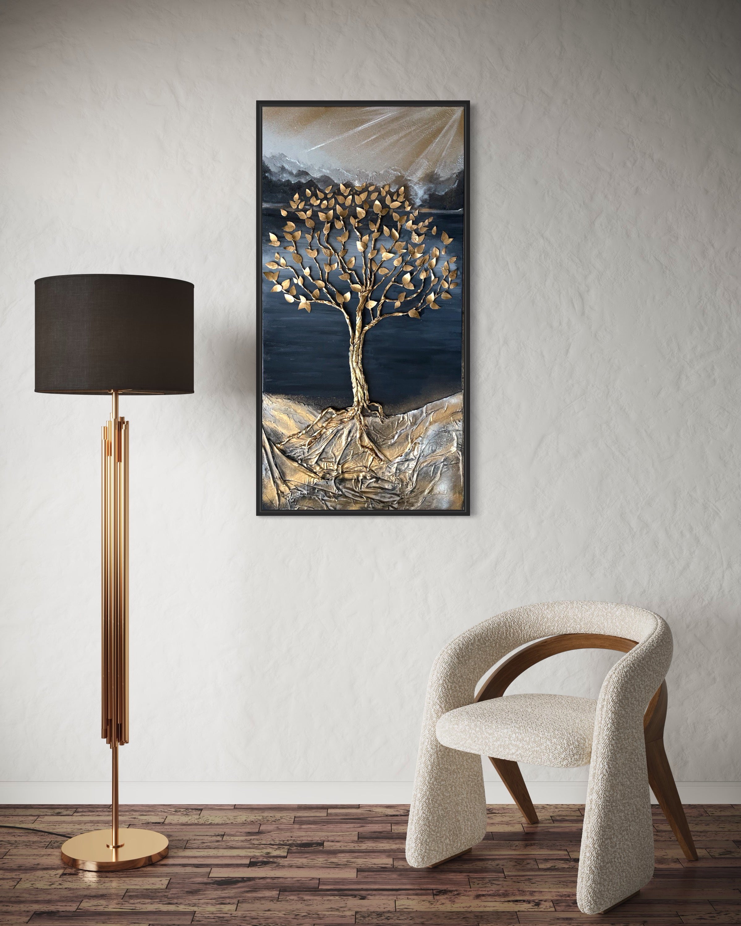 Golden Tree. Texture Painting