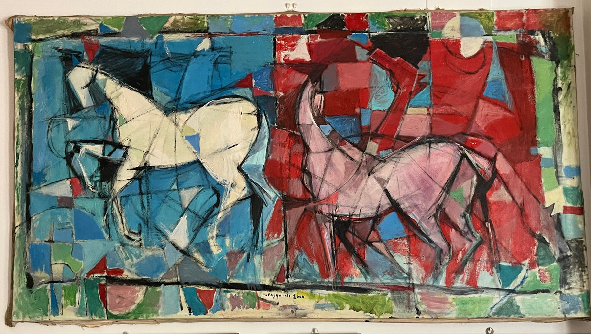 Due Cavalli di Marcello Pasquini, olio su tela, 127.5 x 70 cm