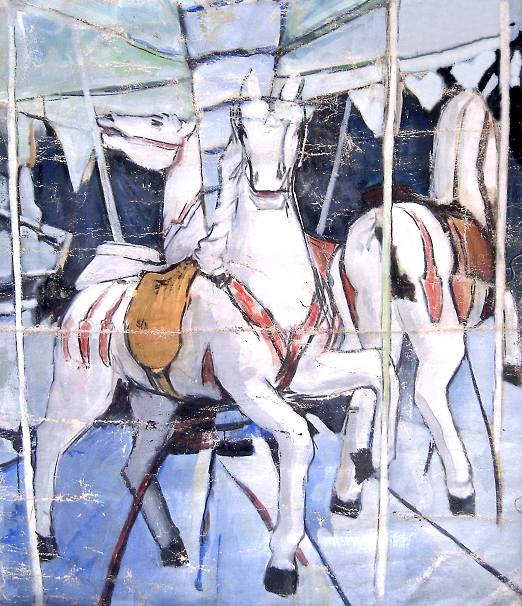 La giostra di Giovanni Pittoni, olio su tela, 100 × 110 cm