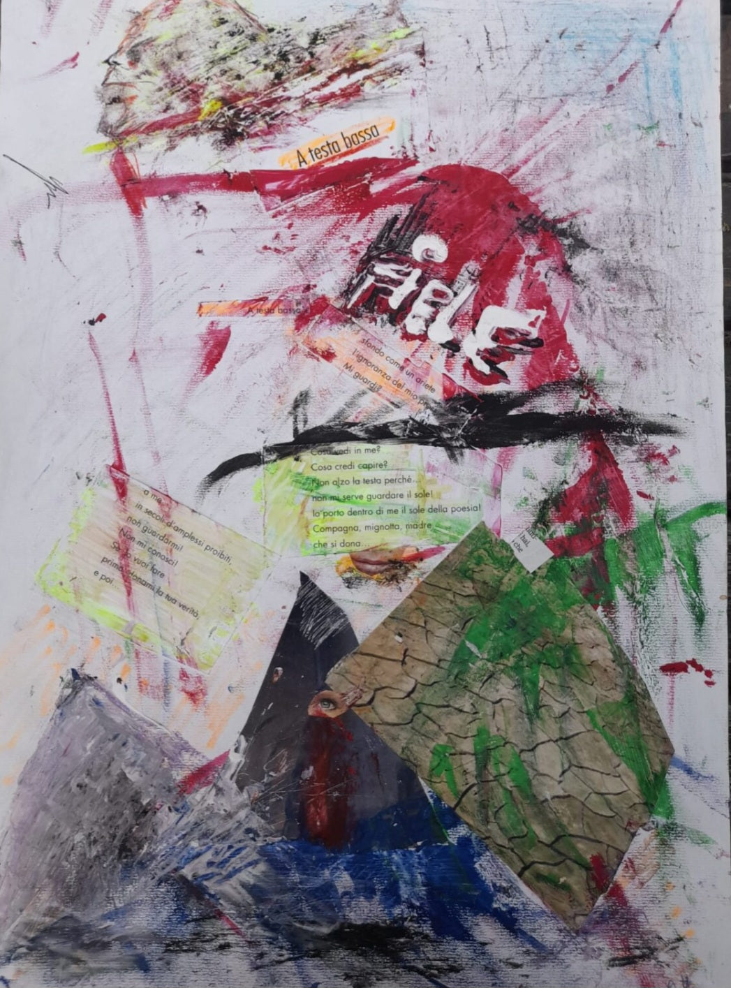 Caos risolutivo di Enrico Frandino, tecnica mista su tela, 33 x 48 cm