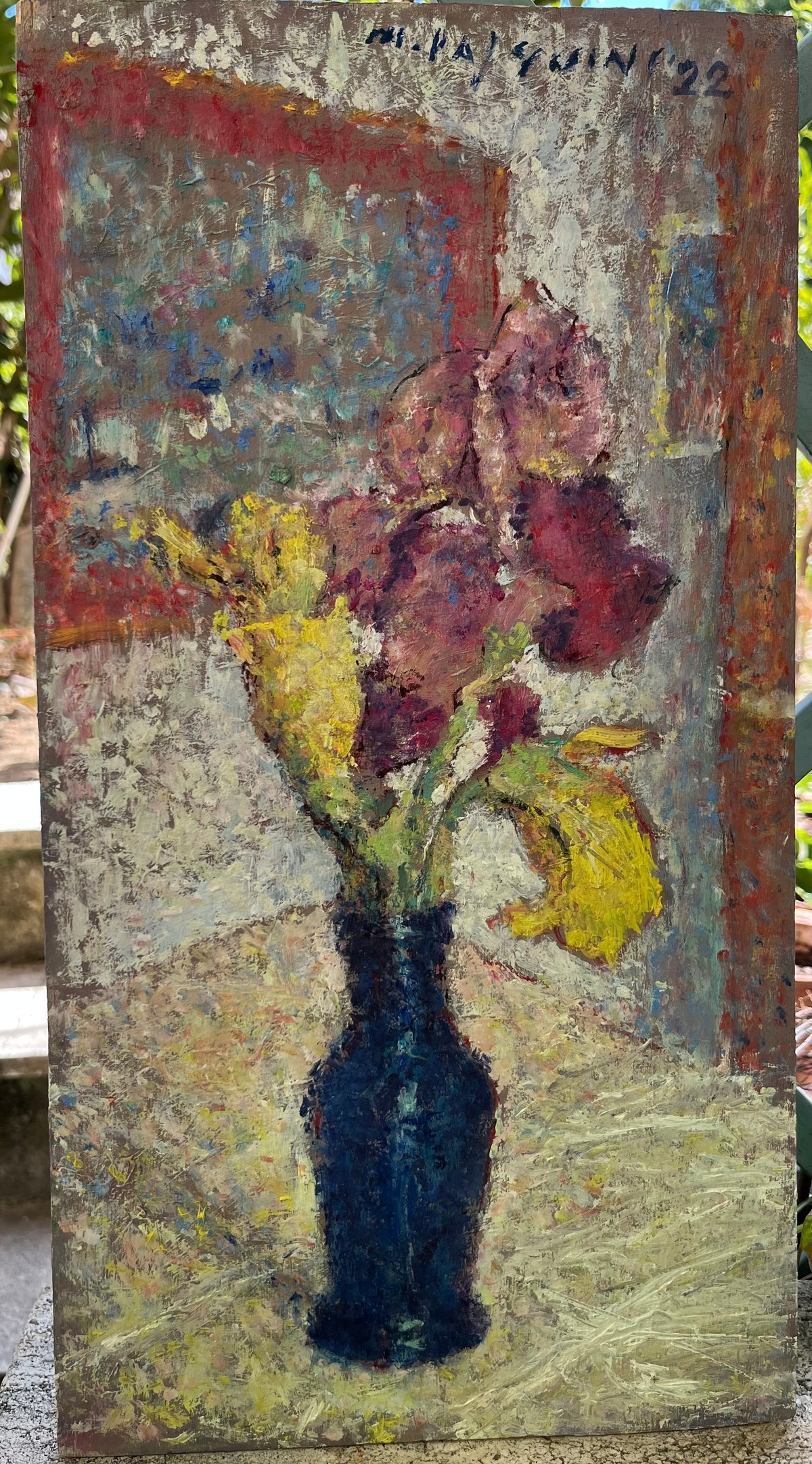 Giaggioli di Marcello Pasquini, olio su tavola, 24 x 45 cm