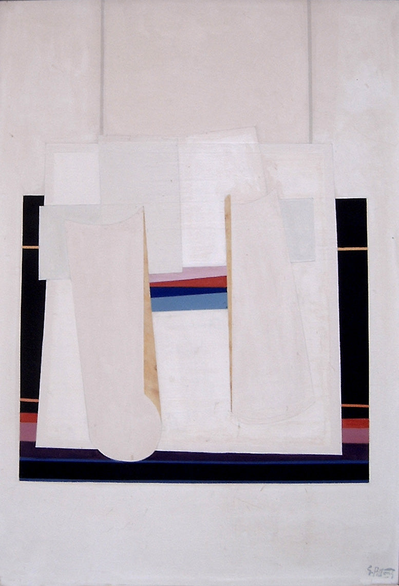 Senza titolo, serie Bianco su bianco, olio su tela di Giovanni Pittoni, 70 × 100 cm