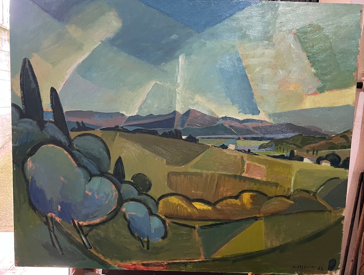 Per un grande paesaggio di Marcello Pasquini, opera a olio del 1982