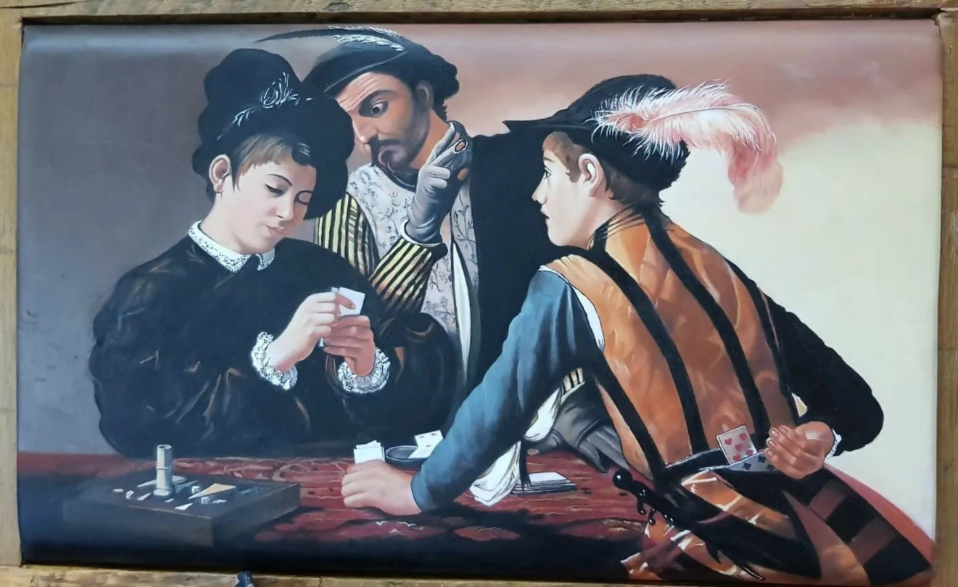 Copia de "Los tahúres" de Caravaggio