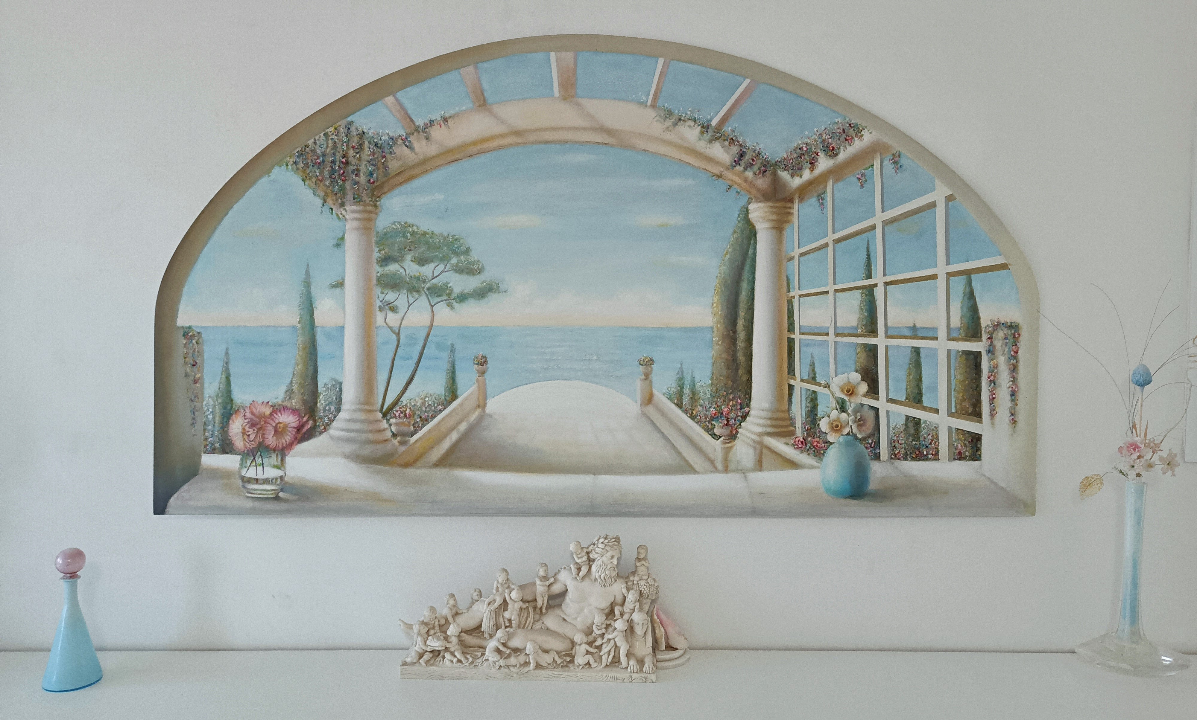 Trompe l'oeil. Finestra con vista sul mare