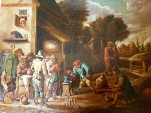 Anonimo di scuola fiamminga XVII-XVIII secolo – Giochi nell’aia